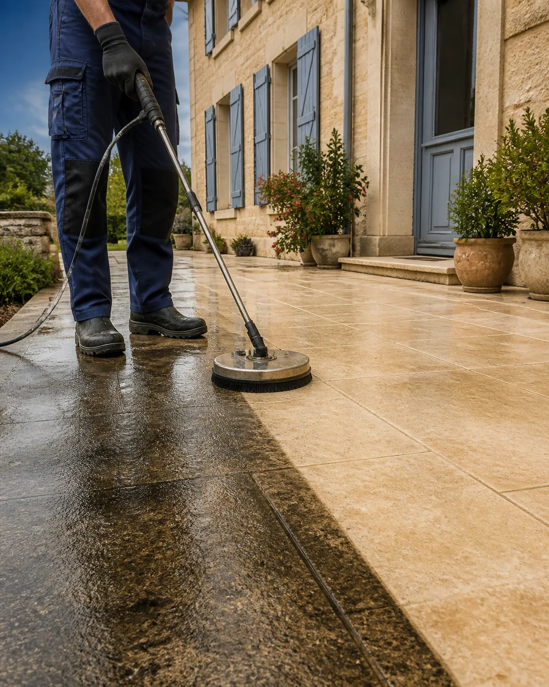 Nettoyage d’une terrasse extérieure par Bencleaner